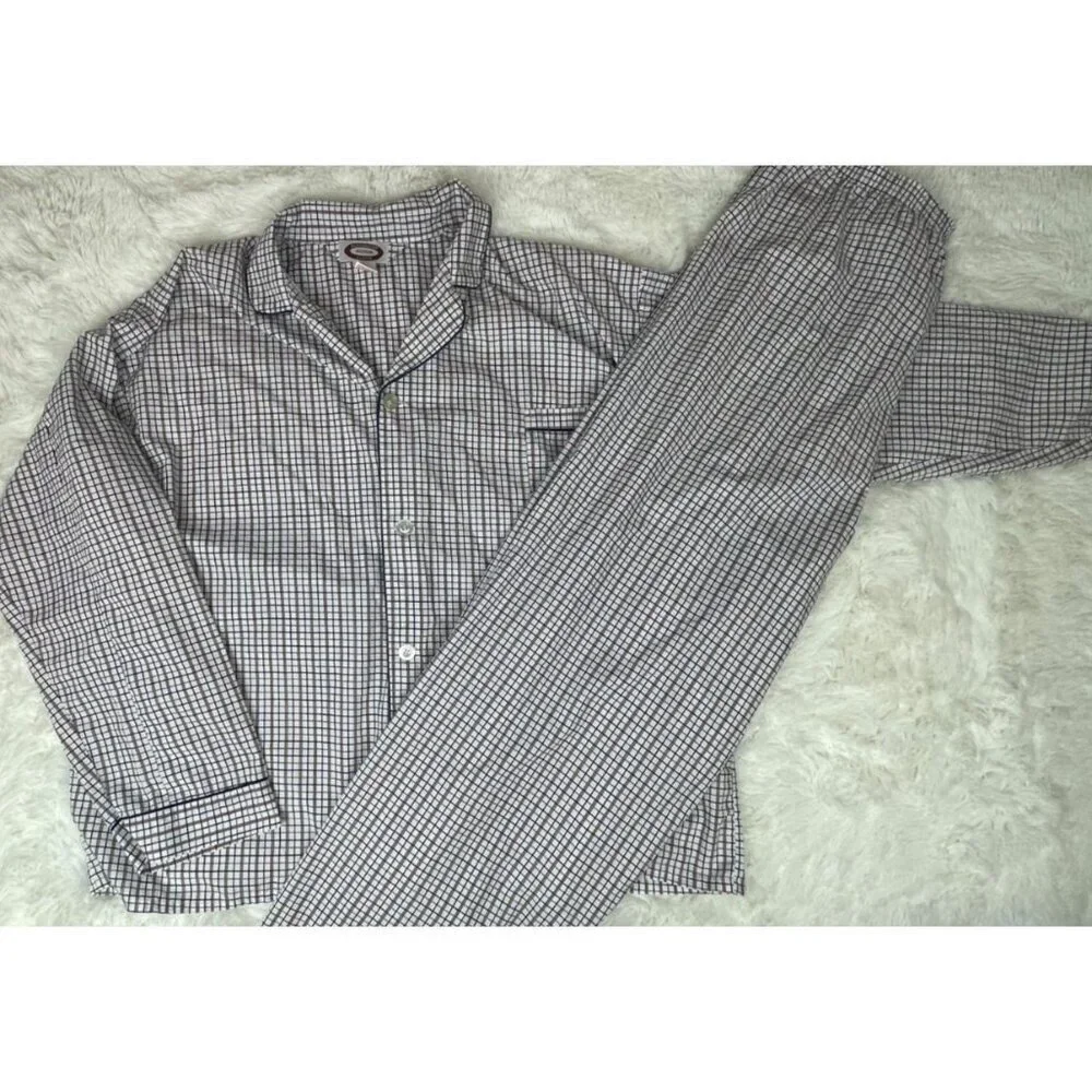 Alexander Lloyd 2 Piece 3XL Tall Pajama Set Lightweight Long Sleeve White Blue